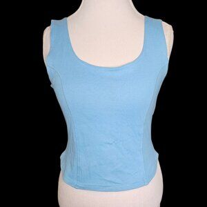 Y2K VTG Light Aqua Blue Corset Top Shirt Tank Top‎ Sleeveless Classic Sz L
